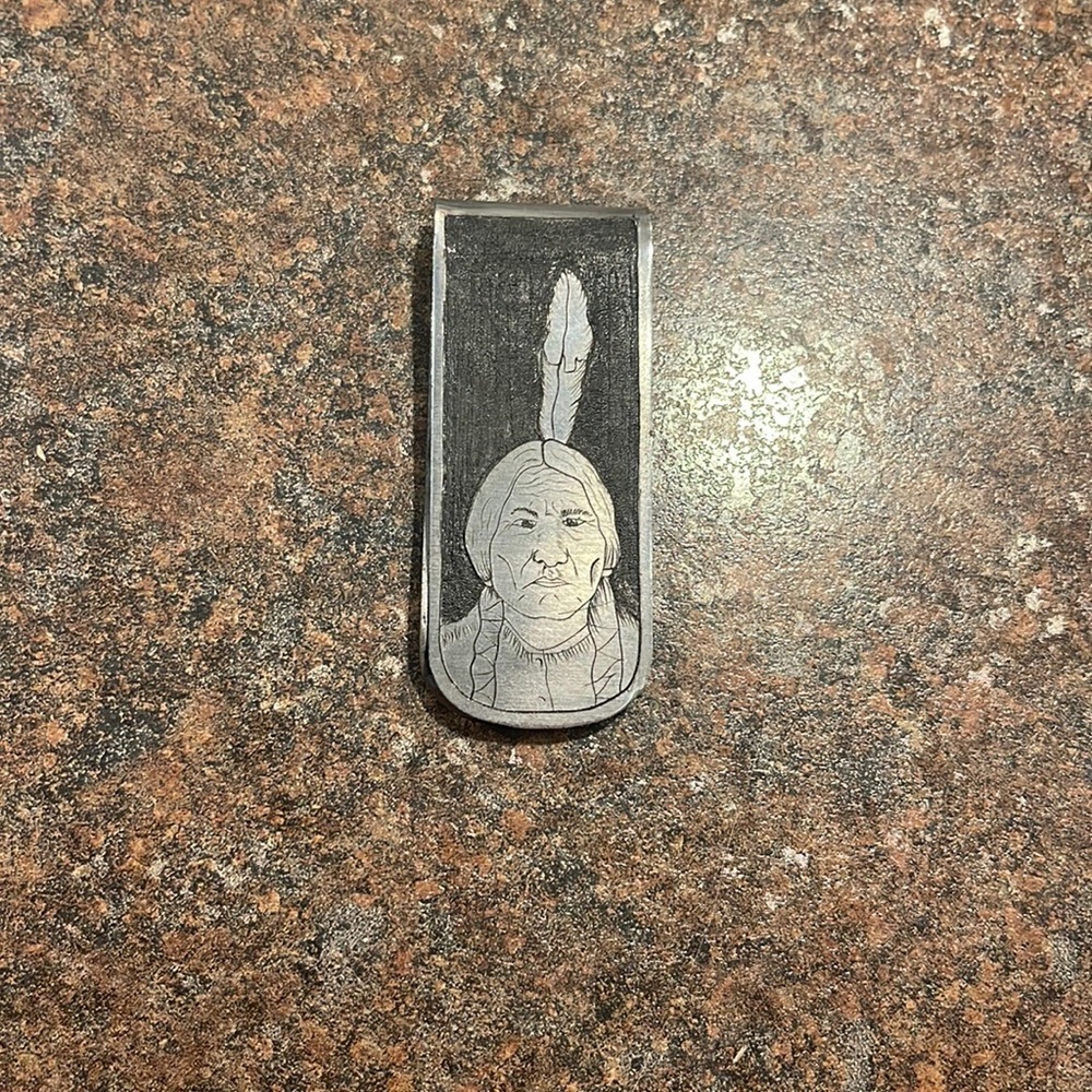 Hand engraved money clip